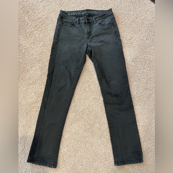 CALVIN KLEIN JEANS Charcoal Black Mid-waist Straight Leg Jeans S 28/6 - Picture 1 of 9